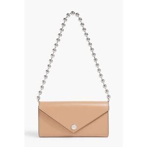 Ganni Beige Shoulder Bag with Metallic Chain